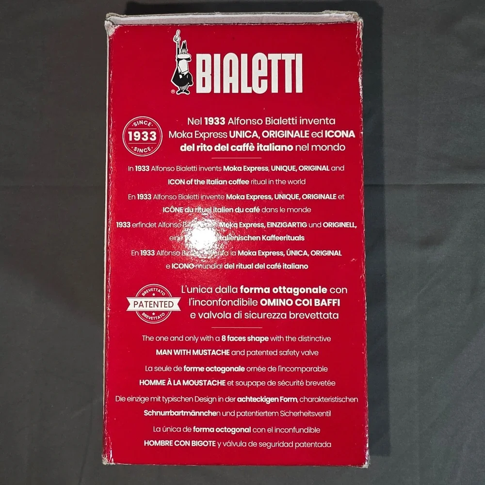 Bialetti Moka Express 3 Cup Stovetop Espresso Maker Silver Aluminum Italy